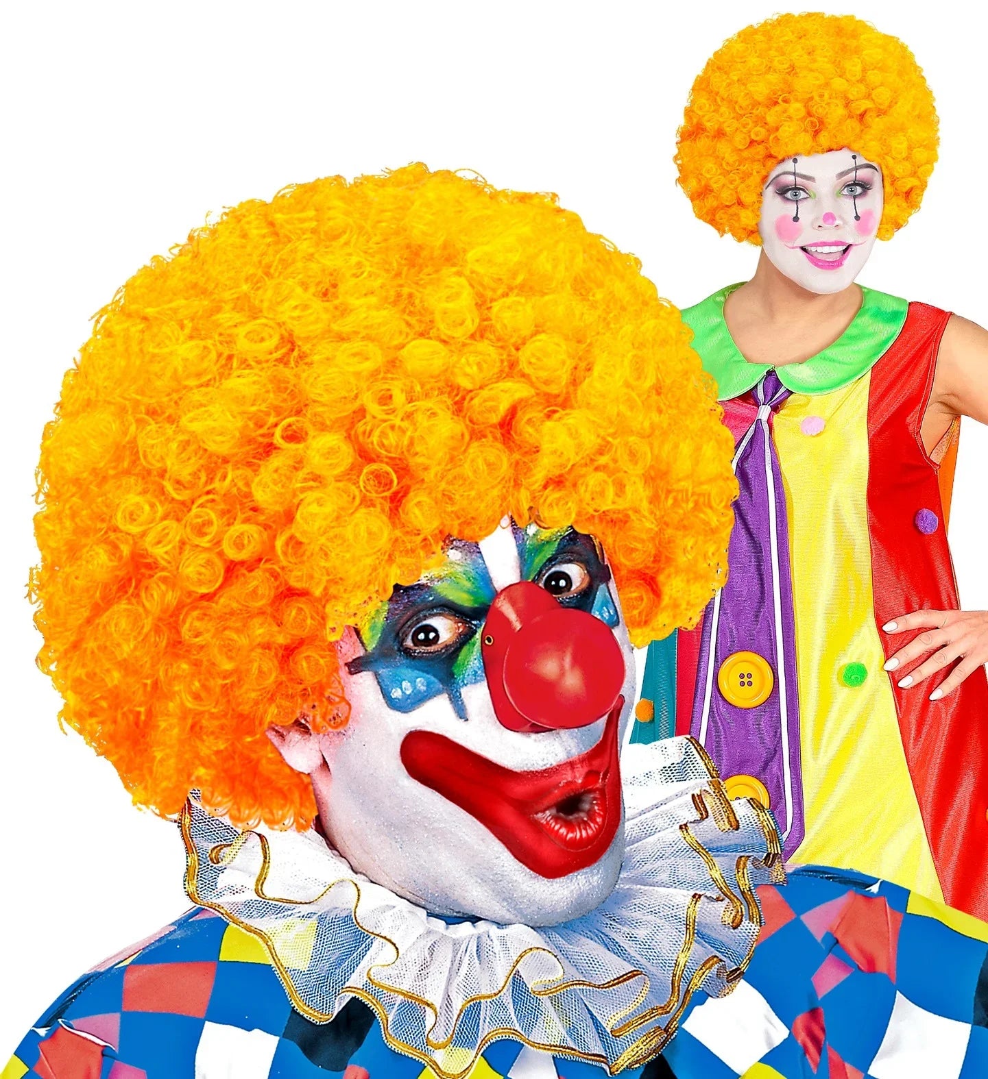 Peluca de Payaso Naranja Rizada Complementos Payasos Widmann